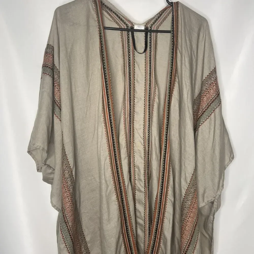 Women's Shawl Poncho Wrap Fringe Embroidered Boho Chic One Size Fits Most